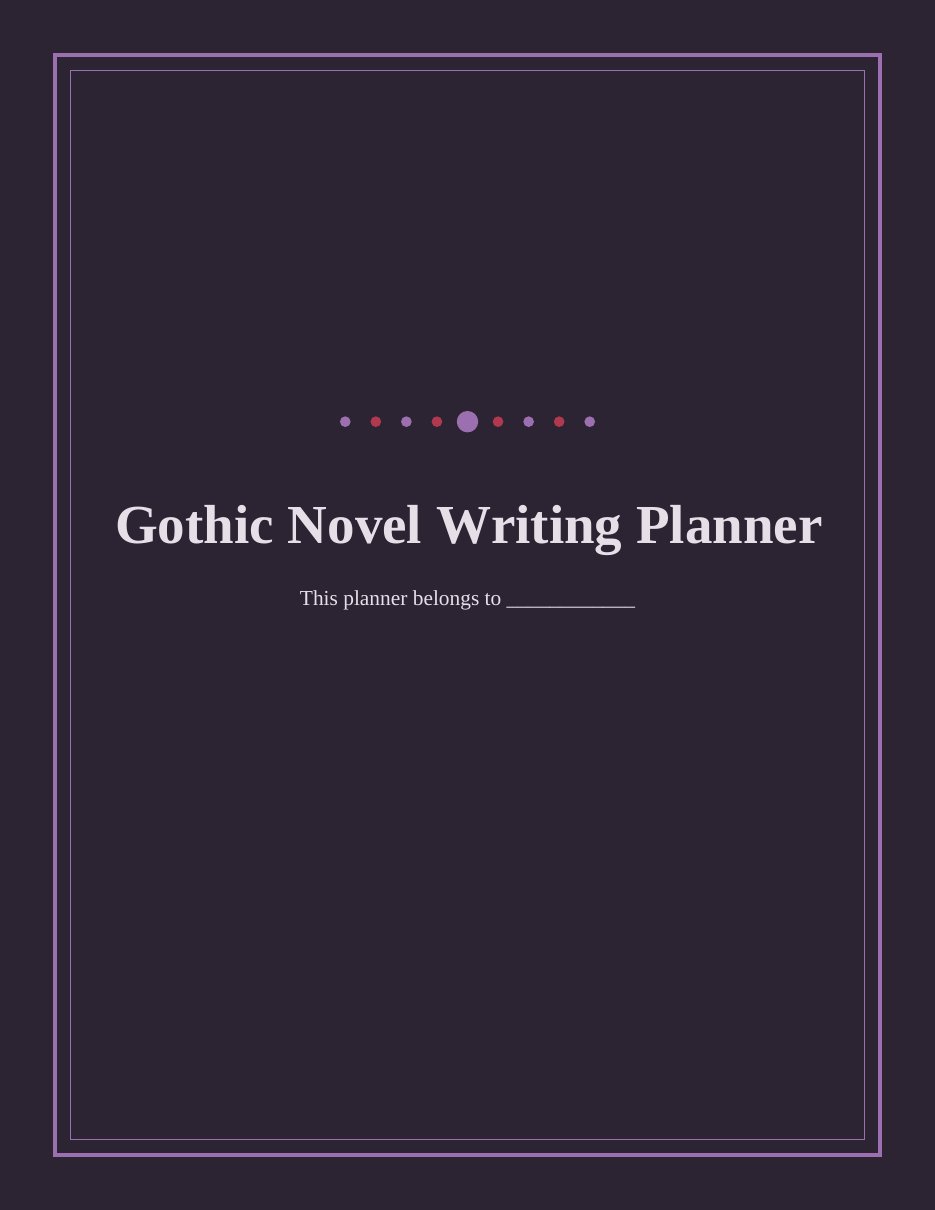 Gothic Novel Writing Planner