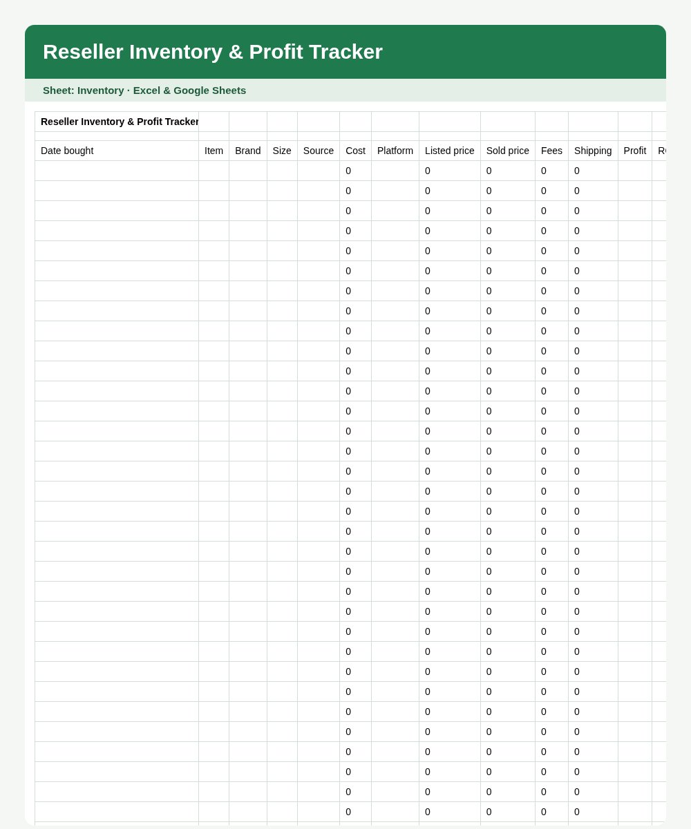 Reseller Inventory & Profit Tracker