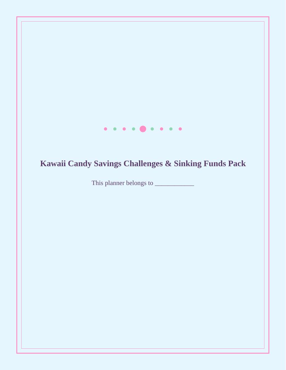 Kawaii Candy Savings Challenges & Sinking Funds Pack