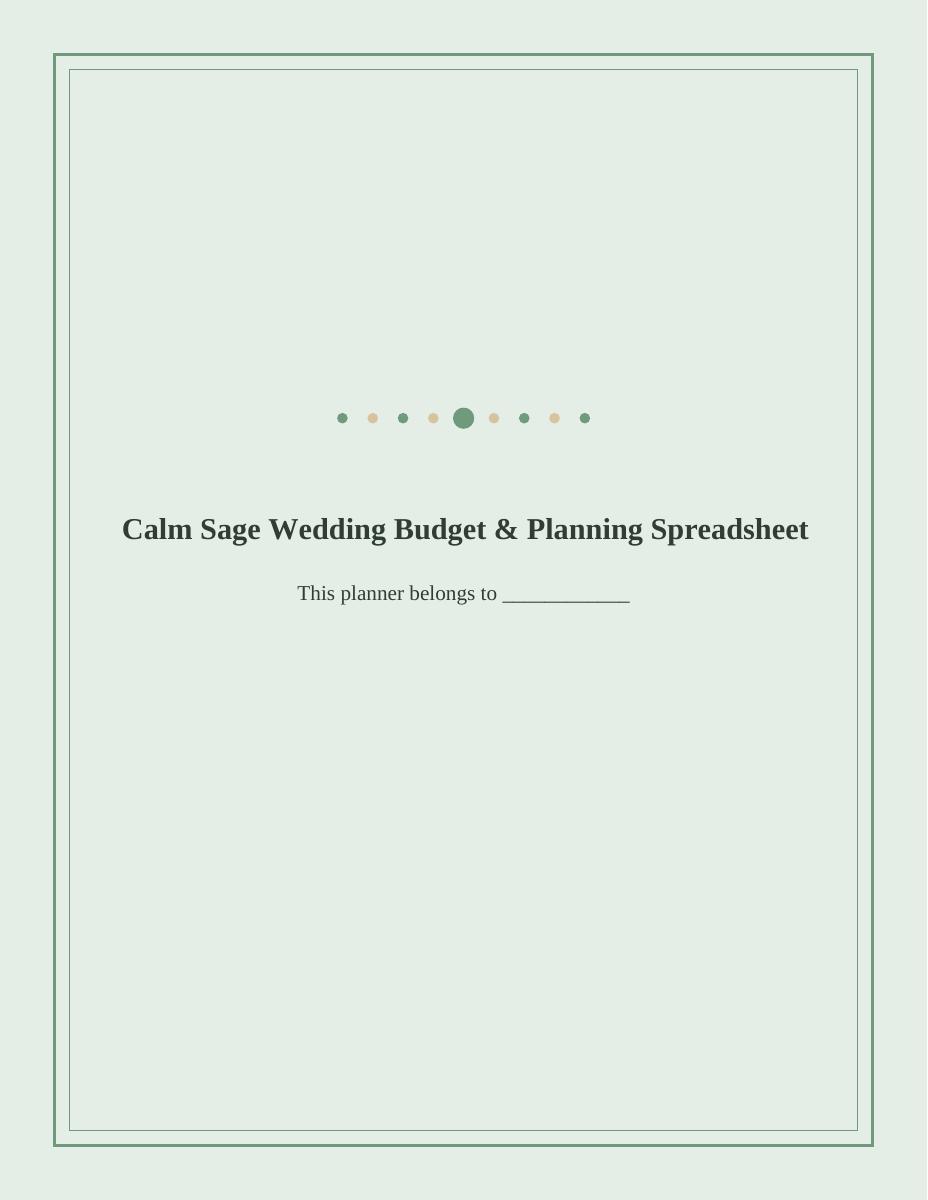 Calm Sage Wedding Budget & Planning Spreadsheet