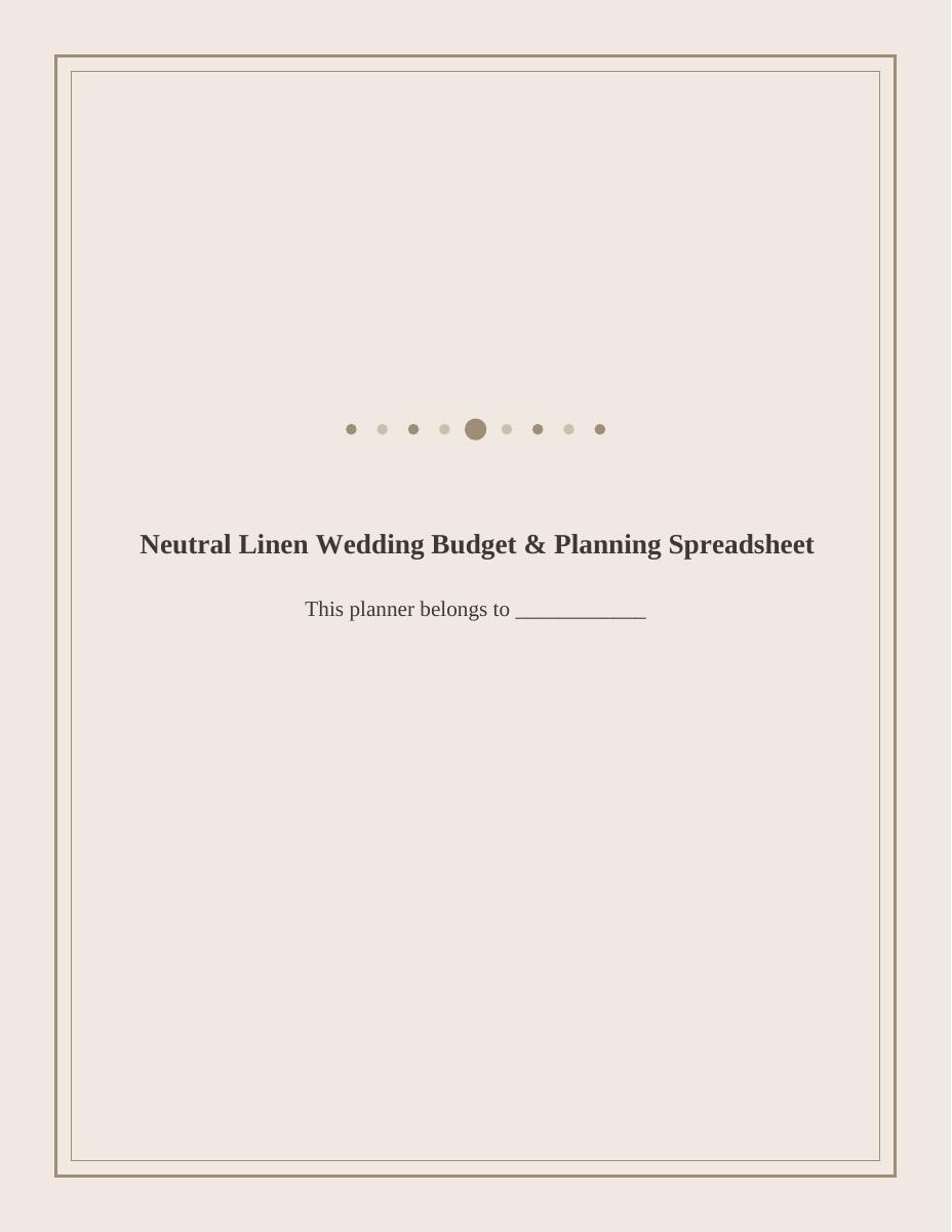 Neutral Linen Wedding Budget & Planning Spreadsheet