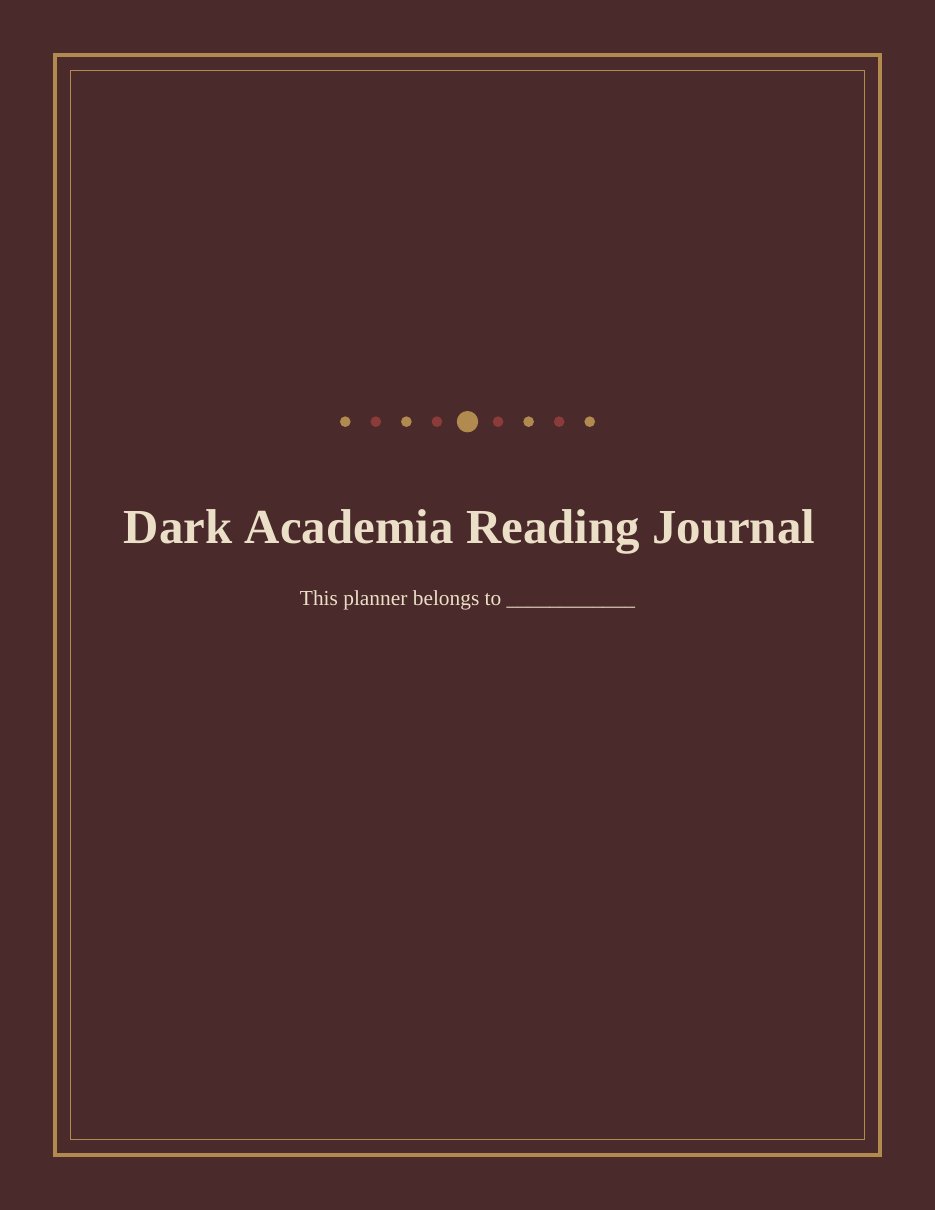 Dark Academia Reading Journal