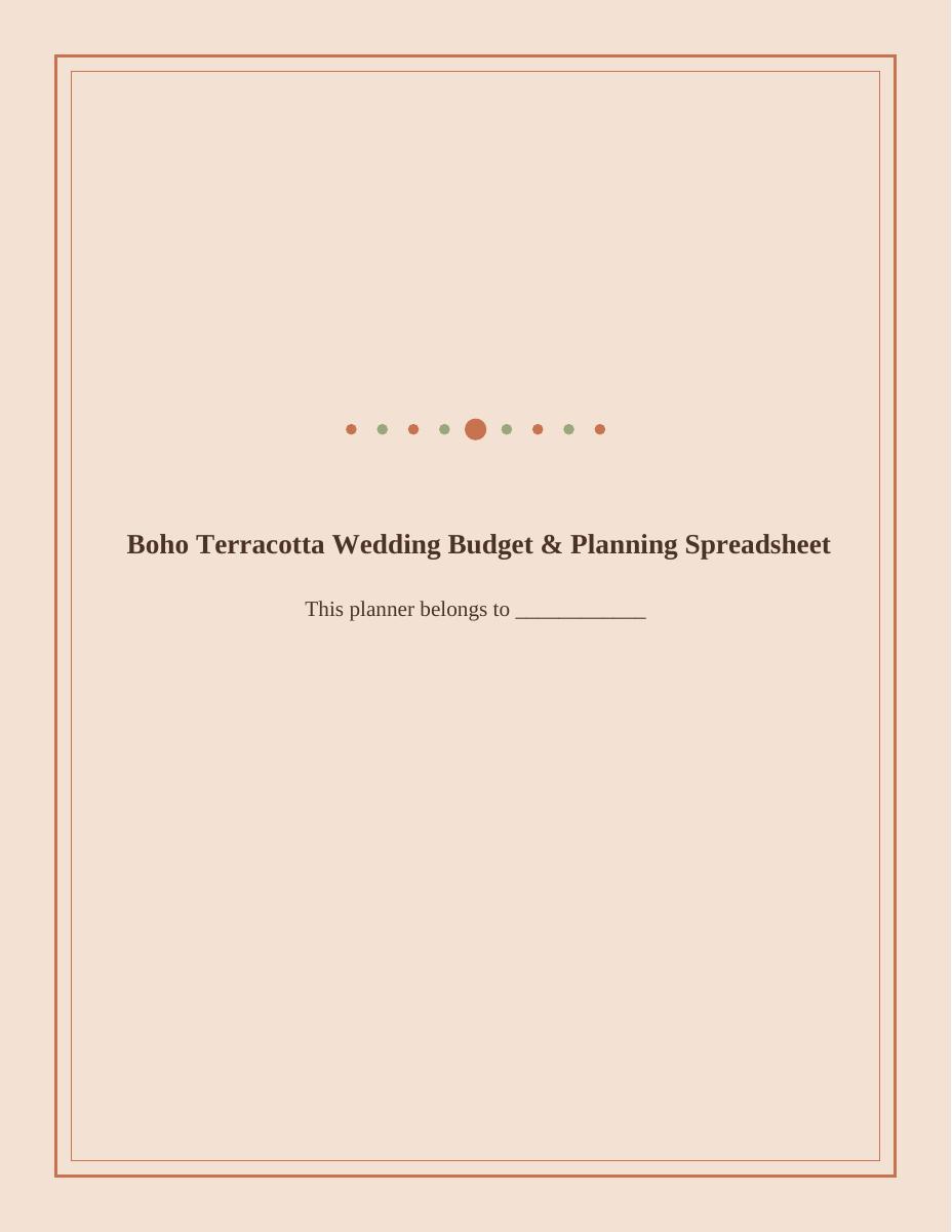 Boho Terracotta Wedding Budget & Planning Spreadsheet