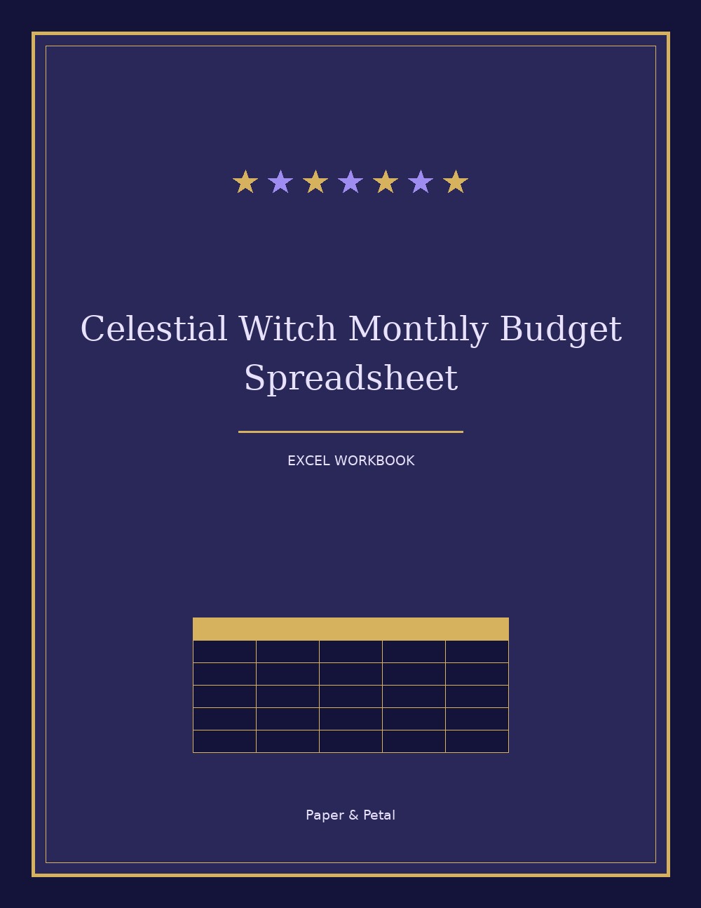 Celestial Witch Monthly Budget Spreadsheet — Start Anytime