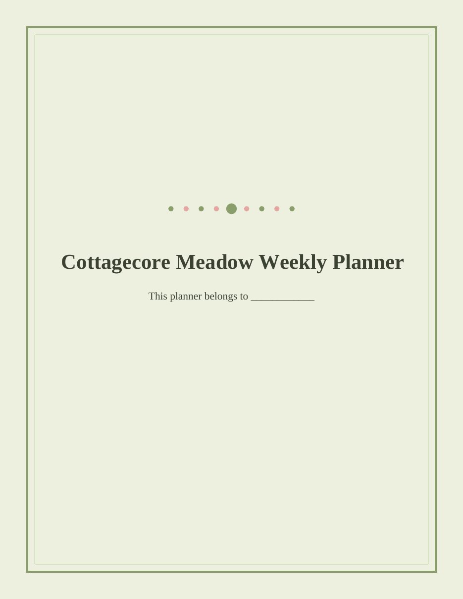 Cottagecore Meadow Weekly Planner