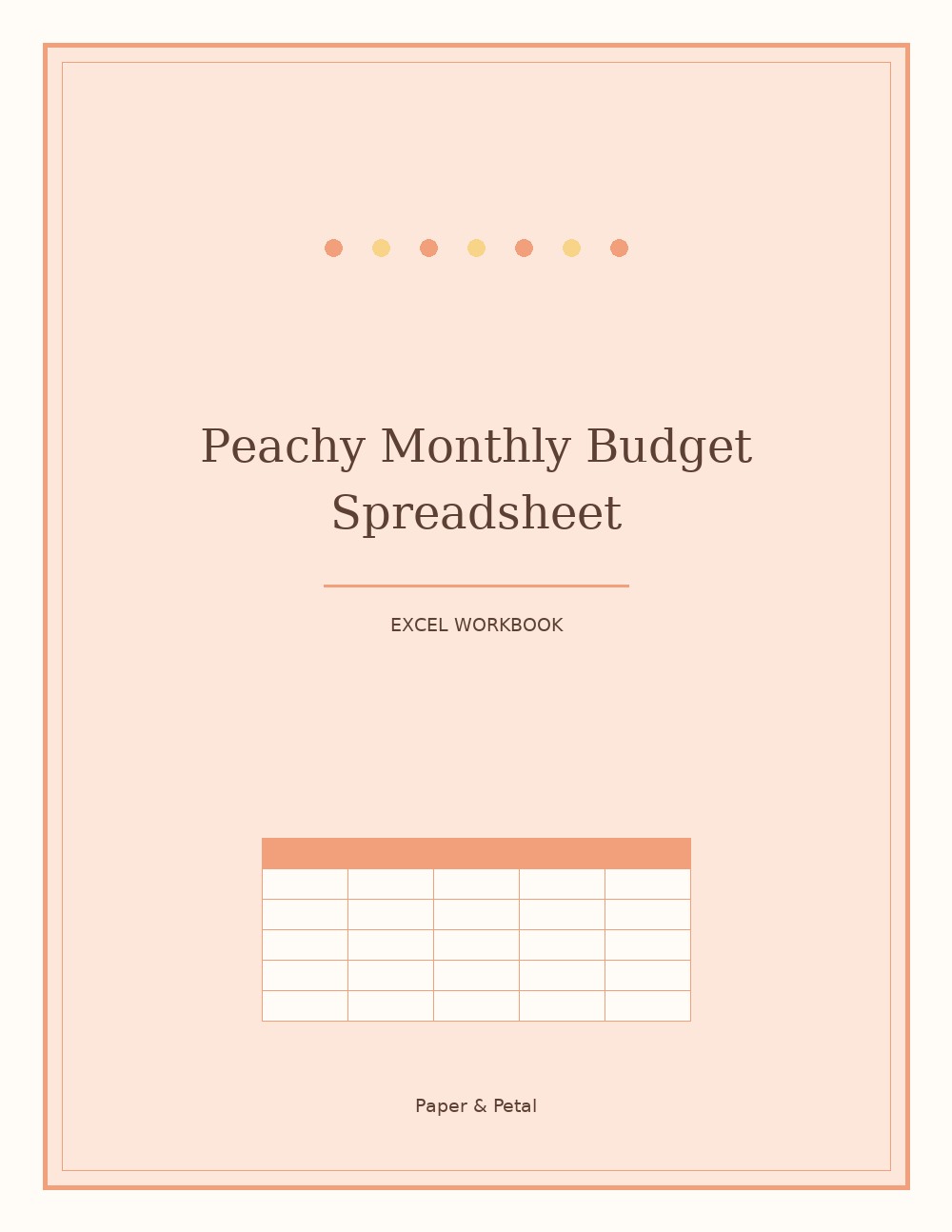 Peachy Monthly Budget Spreadsheet — Start Anytime