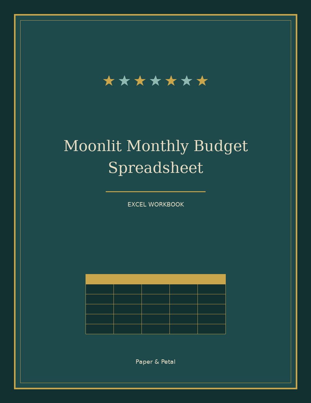 Moonlit Monthly Budget Spreadsheet — Start Anytime